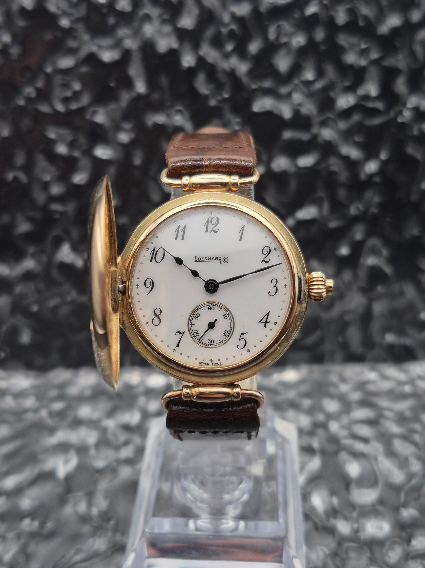 Eberhard & Co. Semi Hunter Solid 14k Yellow Gold Manual Wound Vintage