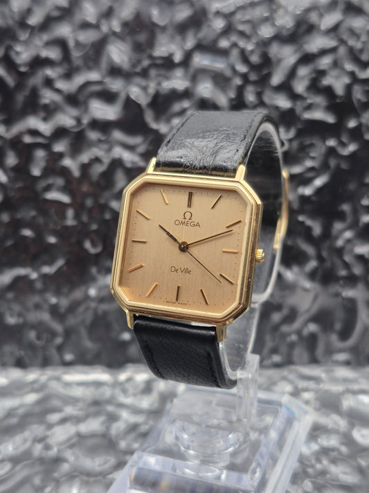 Omega De Ville Ref. 191.0192 Gold Tone Cal. 1417 - With Box And Original Buckle Quartz Square