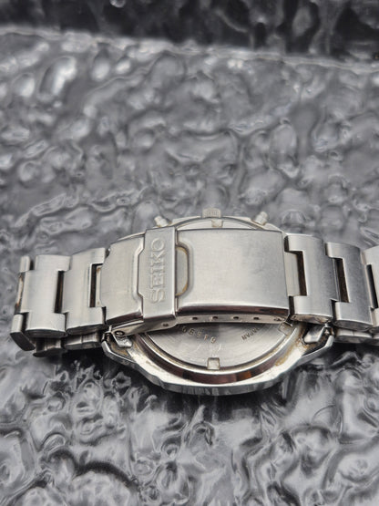 Seiko Quartz Chronograph Ref. V657-9060 Black Dial Men's Vintage